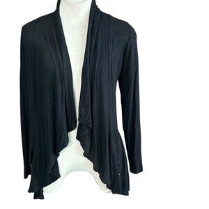 Testimony Los Angeles Cardigan Sweater Black Waterfall Asymmetrical Open Drape